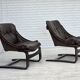 1970s, Swedish design by Åke Fribytter, armchair, furniture leather.