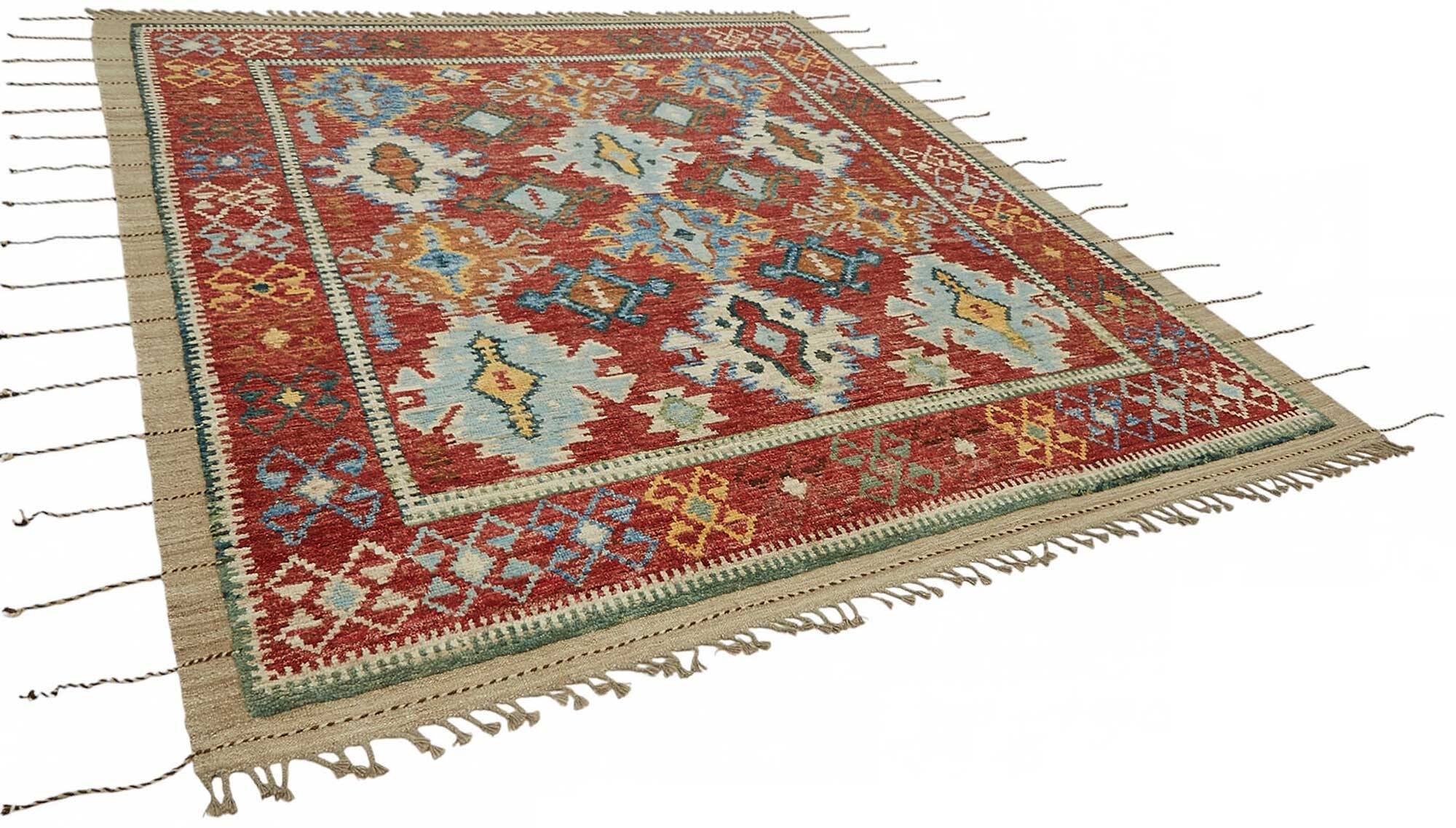 Handwoven Turkish Rustic 257 cm x 303 cm Multicolor Wool Carpet