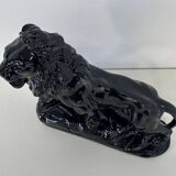 Polished Black Terracotta Lion Art Deco Italian, 1930s