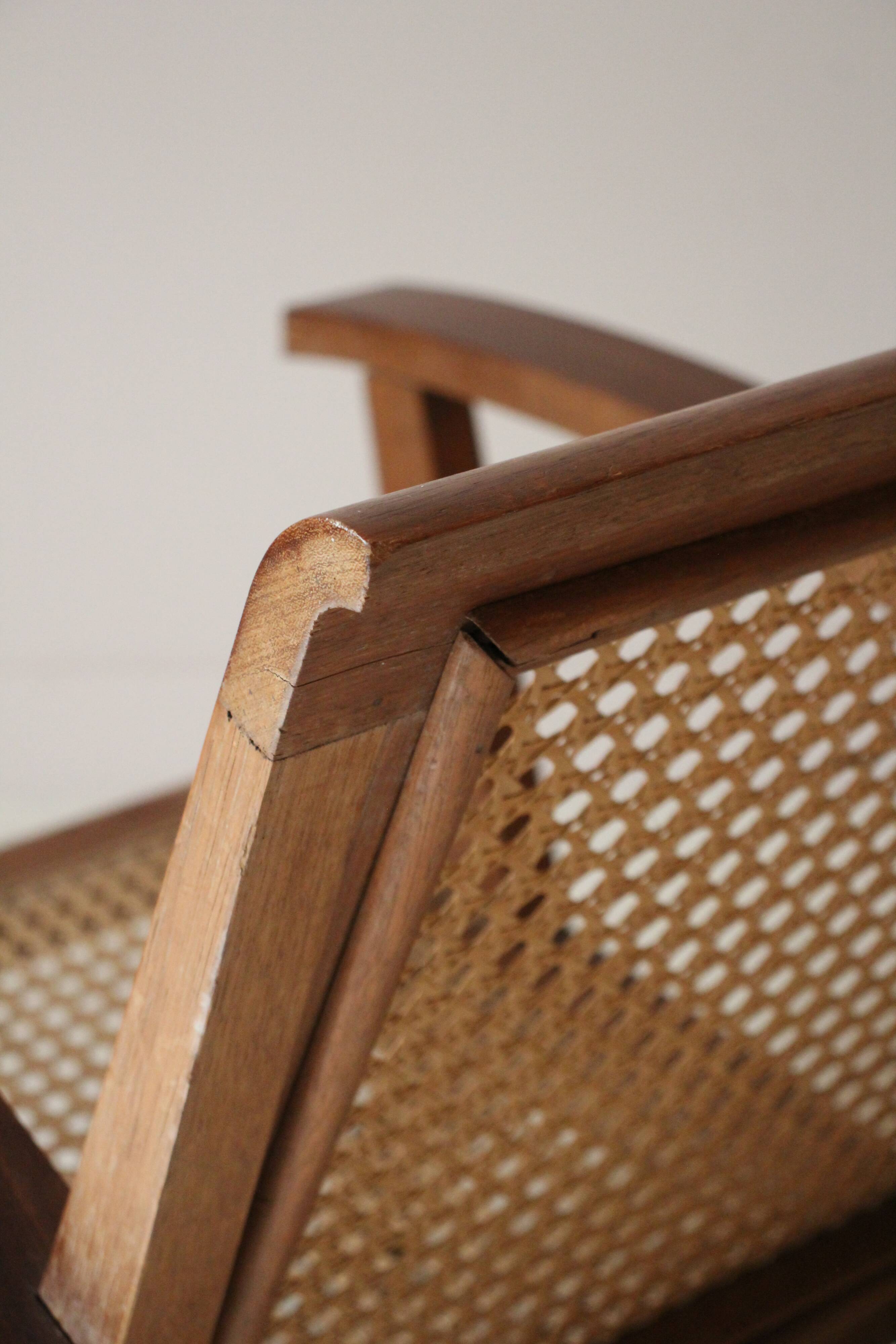 Fauteuil en bois et cannage, 1954
