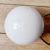 3 rattan and opaline wall lights