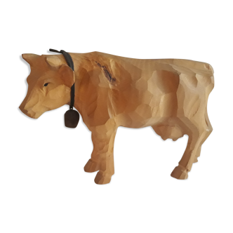 Carved wooden cow