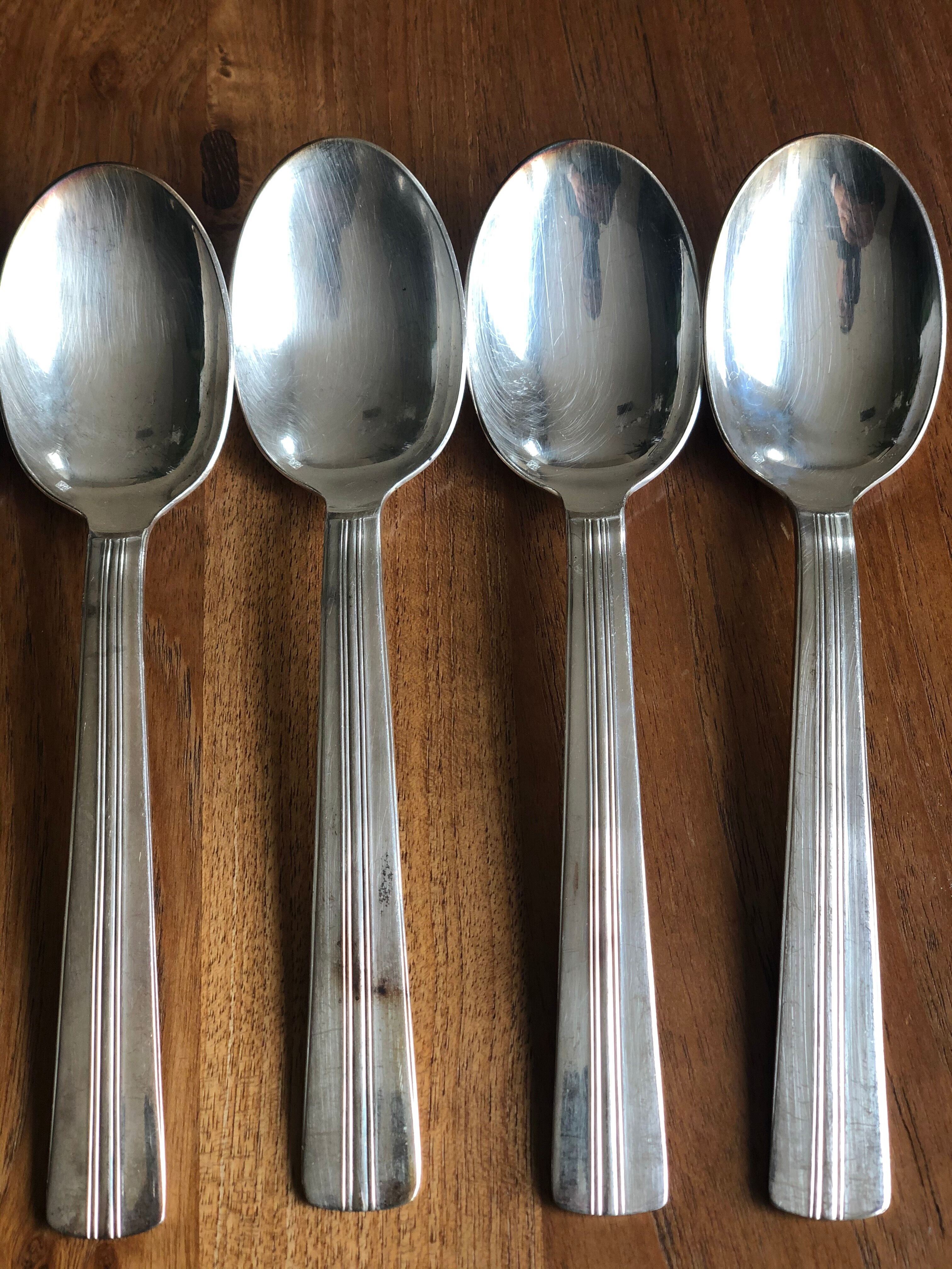 12 Soup spoons Ercuis in silver metal