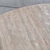 Oval travertine coffee table with ashwood slatted base – italy by forme