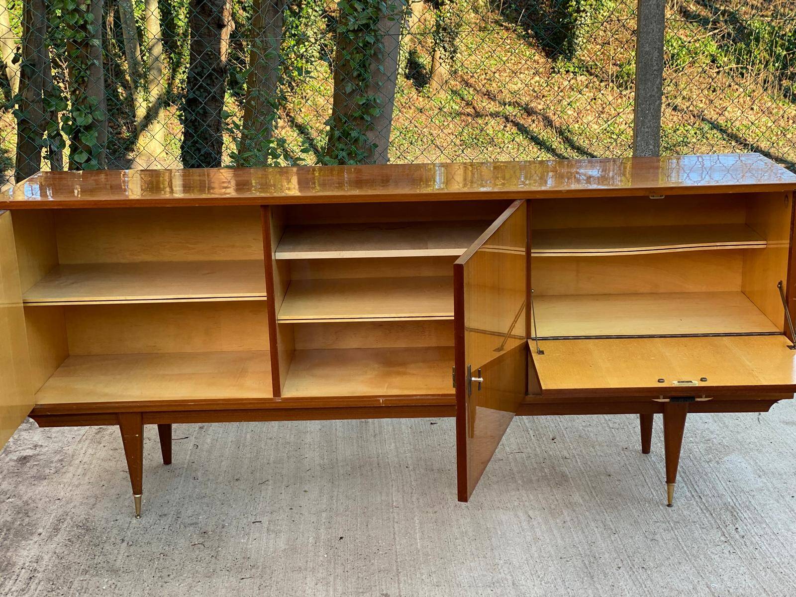 Buffet enfilade scandinave bois massif et palissandre  laquée 220cm 1960