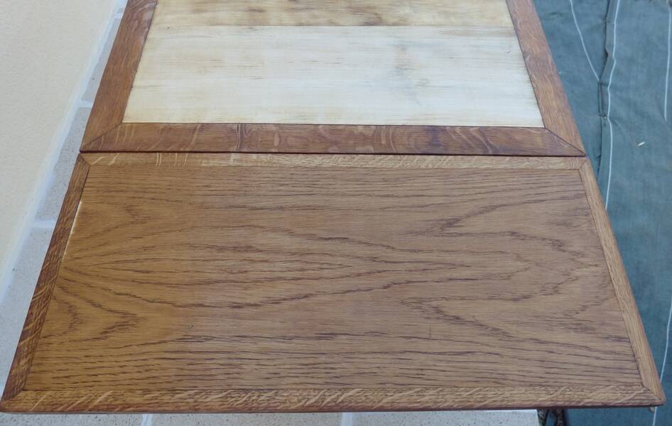 Italian wooden table with 2 extensions from 90 cm to 150 cm, completely restored