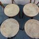 Set of 4 mismatched bistro chairs vintage curved wood