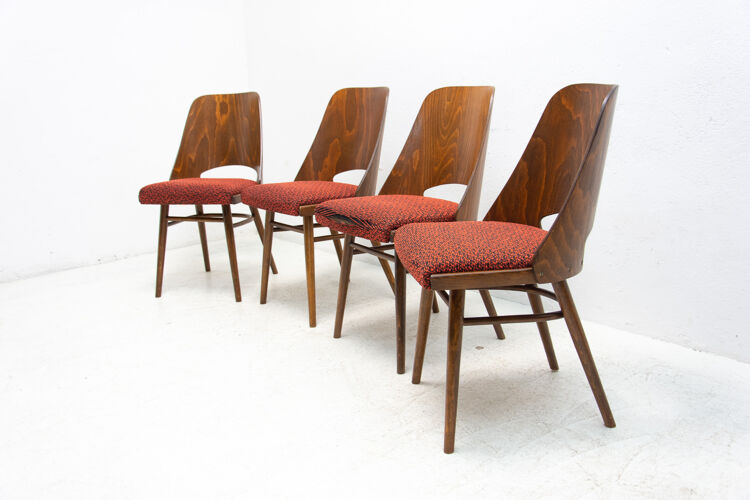 4 chaises de salle à manger mid century par Radomír Hofman, 1960's, ensemble de 4