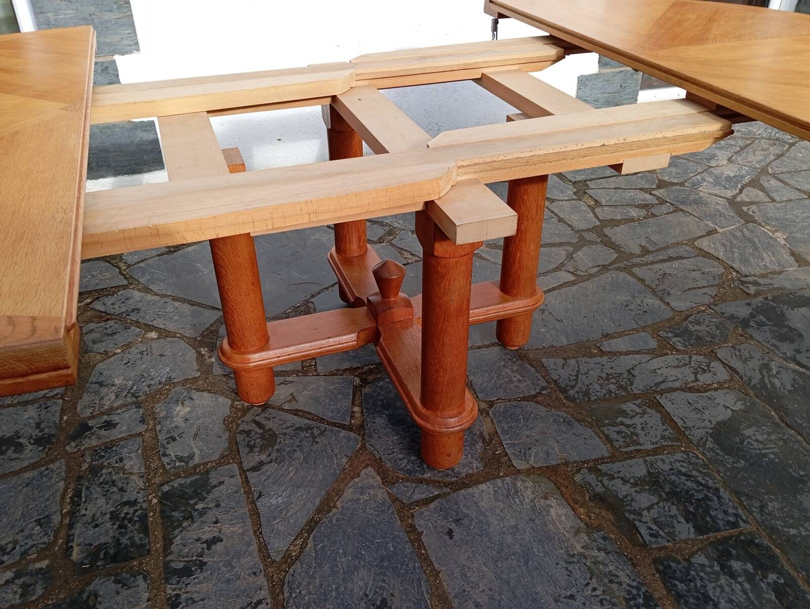 Large oak table by Guillerme & Chambron