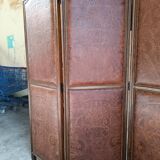 4-leaf wood and leather screen
