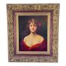 Portrait of a woman oil painting on panel 19th century signed ROLLAND framed