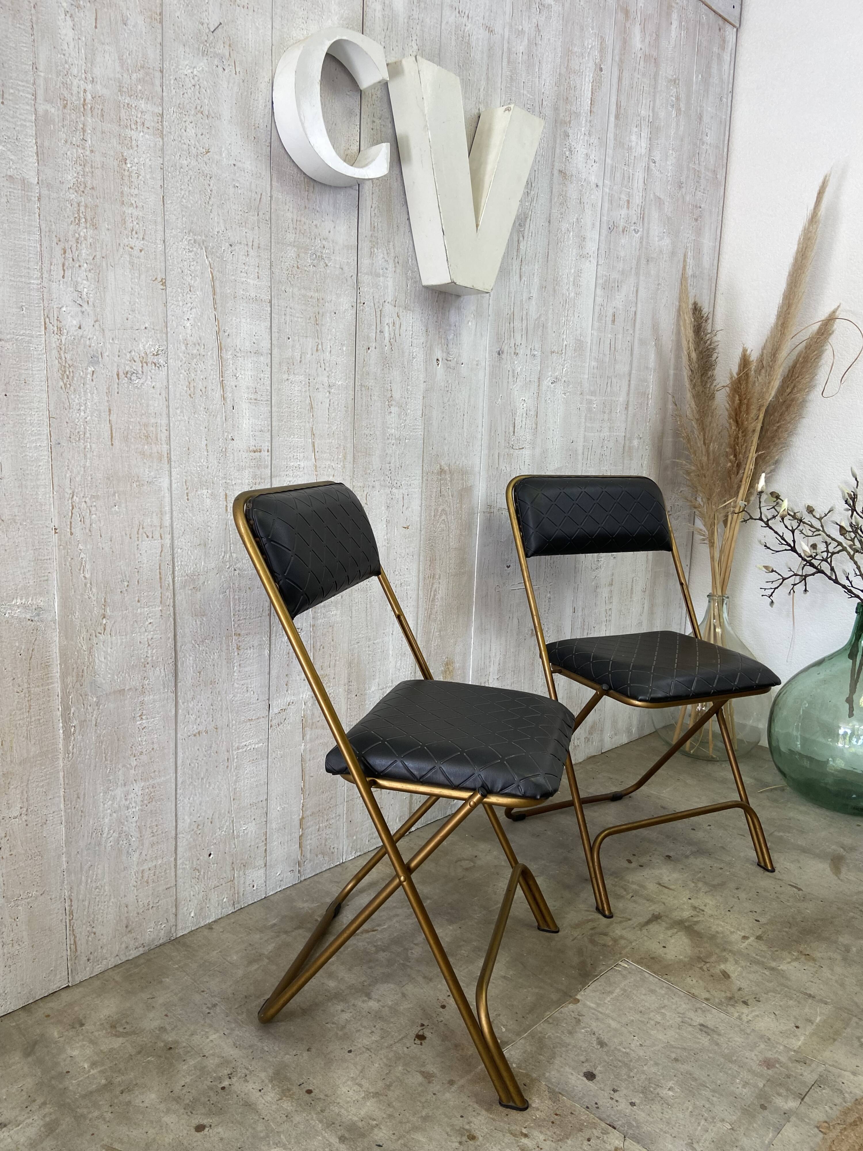 Paire de chaises pliantes vintage