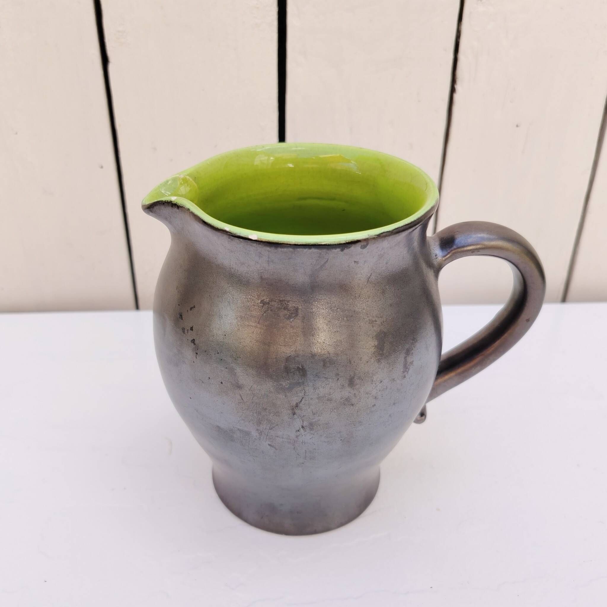 Ceramic pitcher, faience by Elchinger, vintage