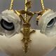 Art Deco chandelier. Marble, solid gilded bronze.