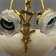 Art Deco chandelier. Marble, solid gilded bronze.