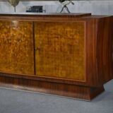 Art Deco rosewood sideboard with gilt door, attributed to Maison Dominique, 1940s