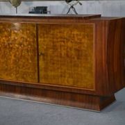 Art Deco rosewood sideboard with gilt door, attributed to Maison Dominique, 1940s