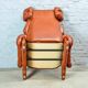 Brutalist Sculptured Brazilian Style Cognac Leather Lounge Chair, 1970s