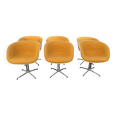 6 fauteuils Eames Lafonda tissu orange pied chromé vers 1970s