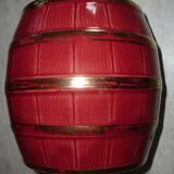 Cache-pot en céramique rouge et or vintage