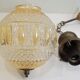 Suspension vintage en verre moulé et laiton, lampe suspendue boule en verre