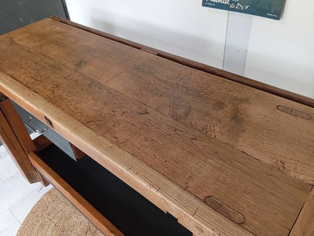 139 cm solid oak workbench