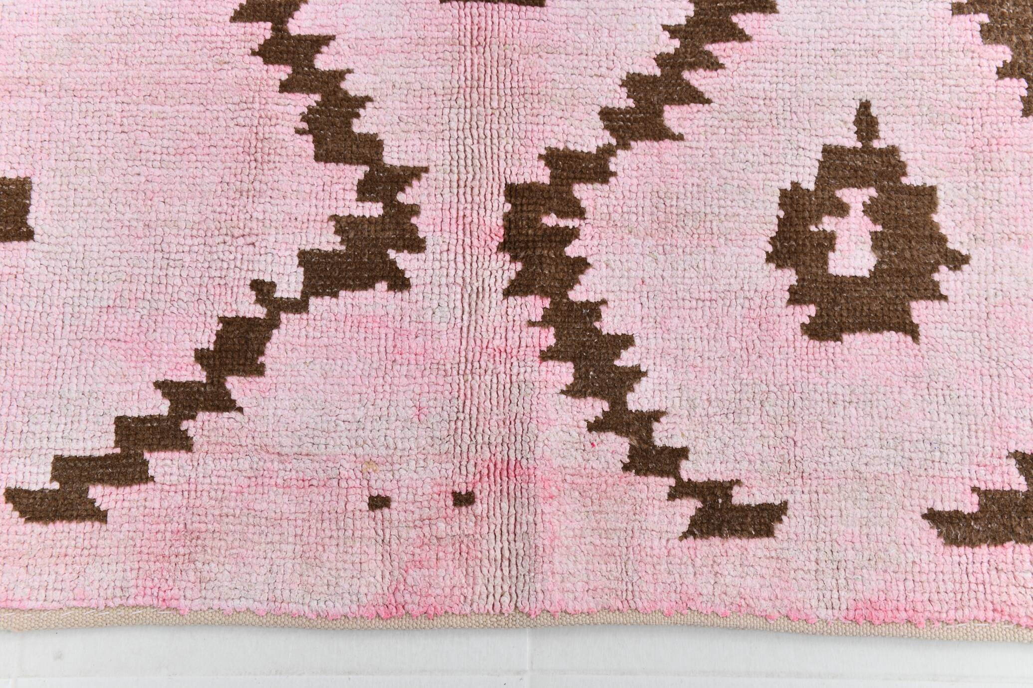 7x10 Pink Brown Modern Kilim Rug, 208x300Cm