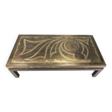Vintage etched brass coffee table by Willy Daro, 1970s
