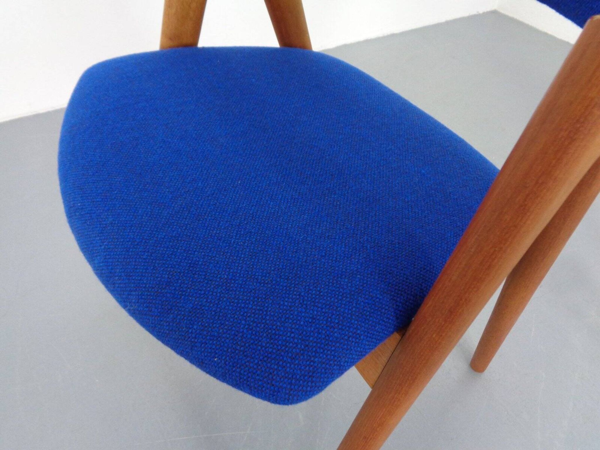Set of Compass Chairs in Teak and Kvadrat Hallingdal 65 by Kai Kristiansen for Schou Andersen, 1960s