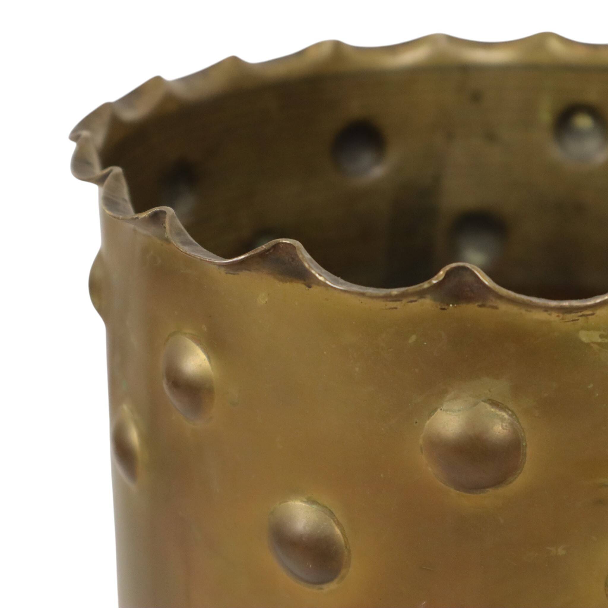 Unique XL Artillery Shell Umbrella Stand – WWI Trench Art (1915) – Lion Hea