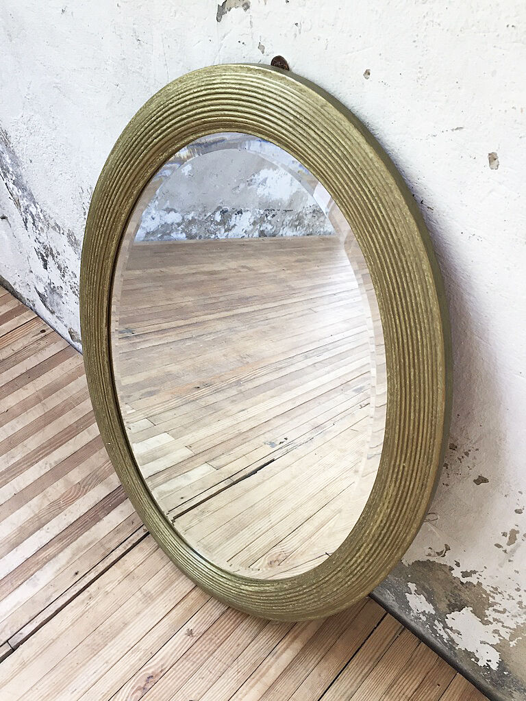Napoleon oval mirror with 19th century cane