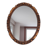 Miroir mural ovale en bois doré