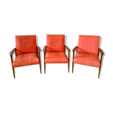 Set de 3 fauteuils à restaurer