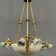 Art Deco chandelier. Marble, solid gilded bronze.