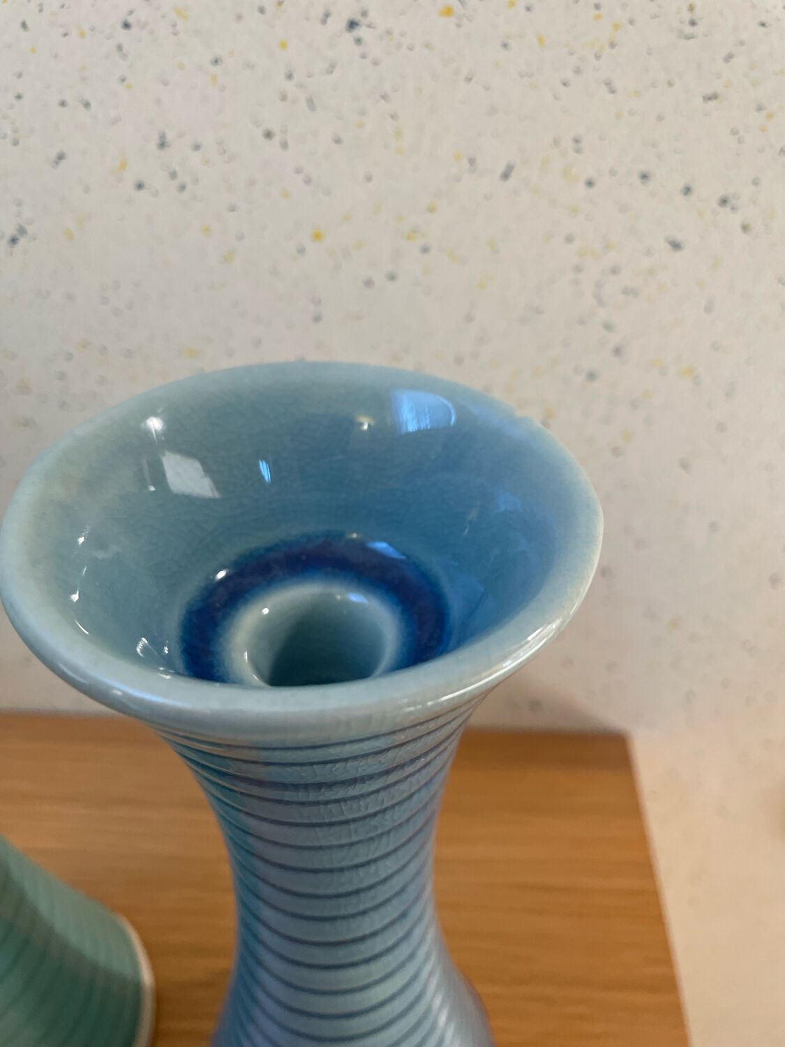 Set of 2 glazed stoneware candle holders