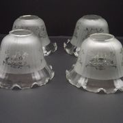 Set of 4 Victorian Style Bell-Shaped Glass Replacement Shades Frilled Edge
