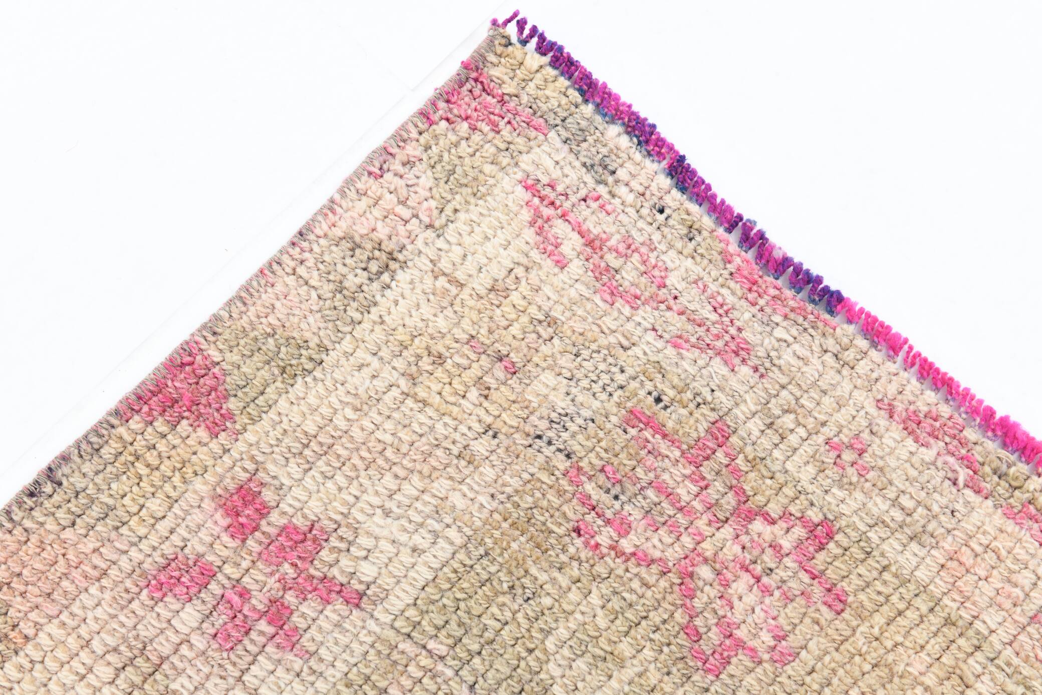 3x13 Rug For Kitchen Pink Beige Herki Vintage Runner Rug, 79x402Cm SK 4146