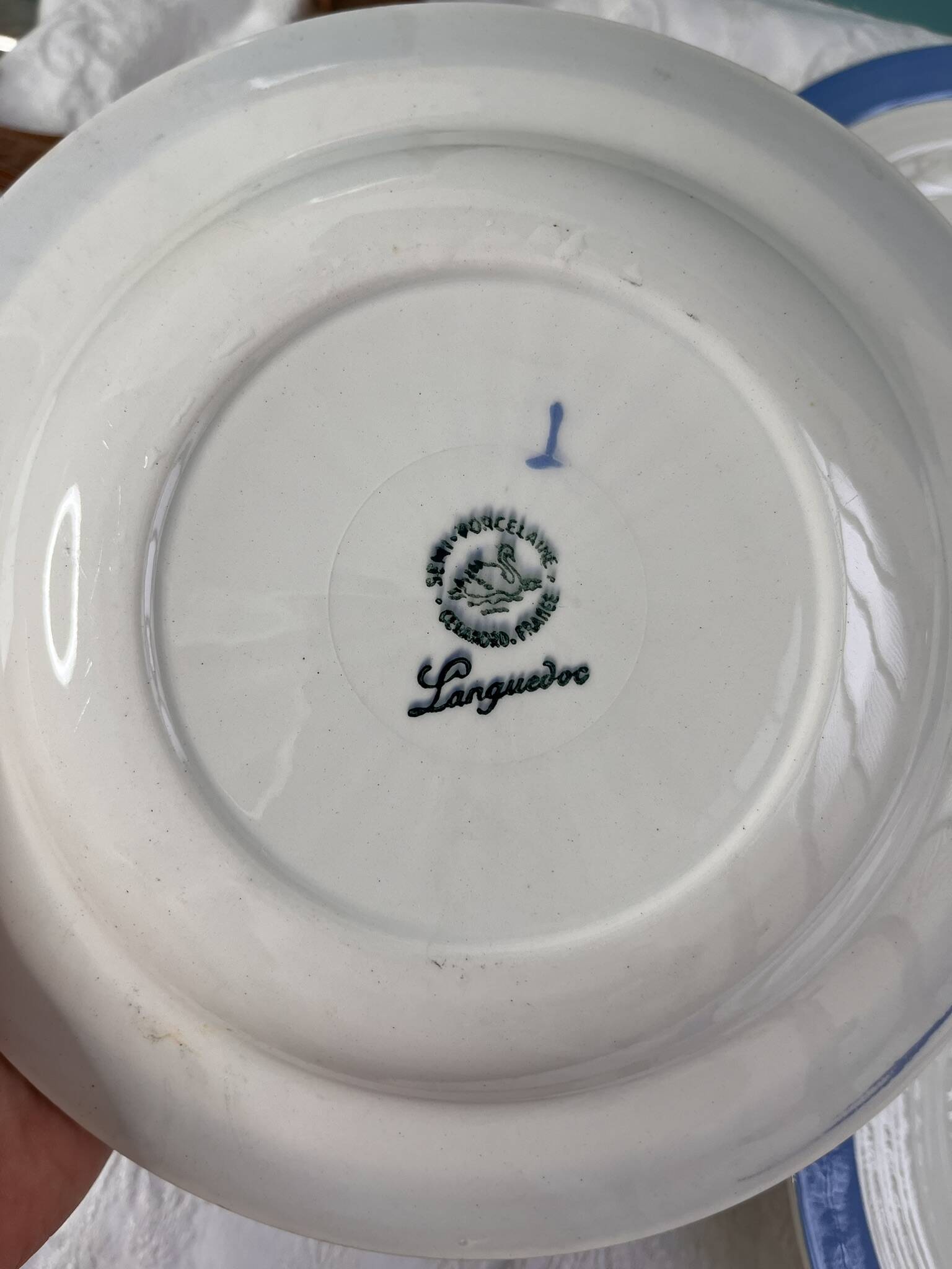 6 pastel blue soup plates in céranord st amand earthenware - languedoc model - lot 1