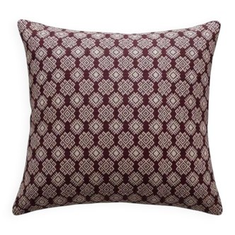 Burgundy and beige kachin cushion cover (rida)