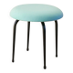 Tabouret en fer noir et laine bouillie, bleu turquoise, 1960