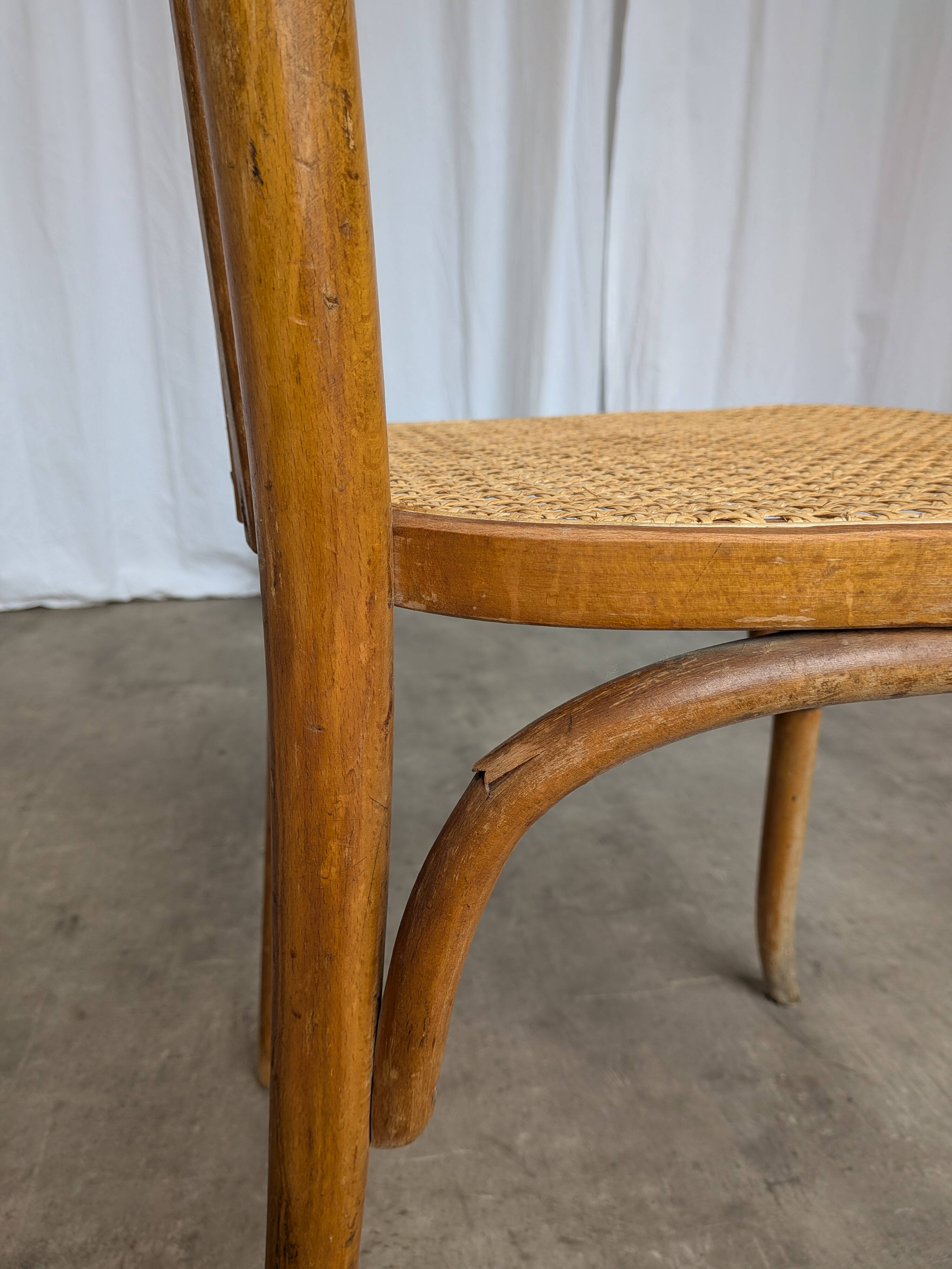 Vintage Cane Seat Dining Chair: 1970s Yugoslavia, Boho Interior