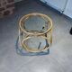 Table basse en rotin, bambou et verre, Design Space Age Vintage