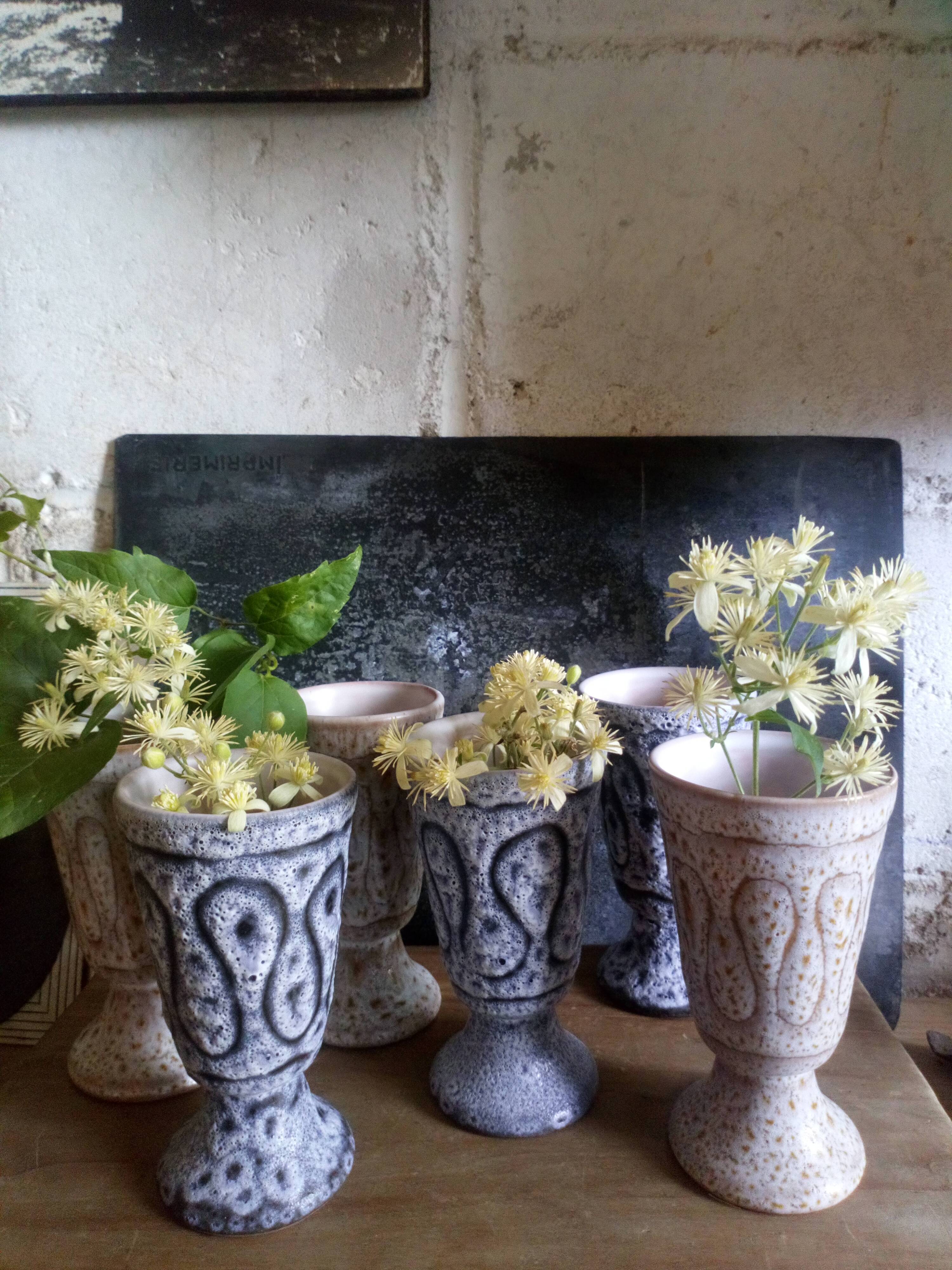 Six ceramic mazagrans by Jean Austruy Vallauris