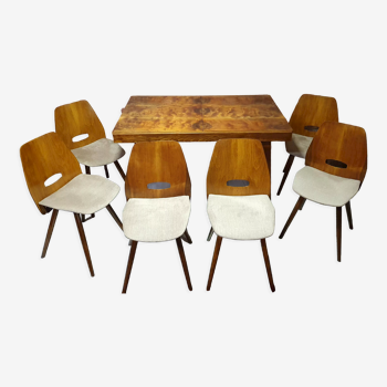 Table extensible et 6 chaises. Tatra Nabytok, dessinée par František Jirák, Tchécoscopie des années 1960