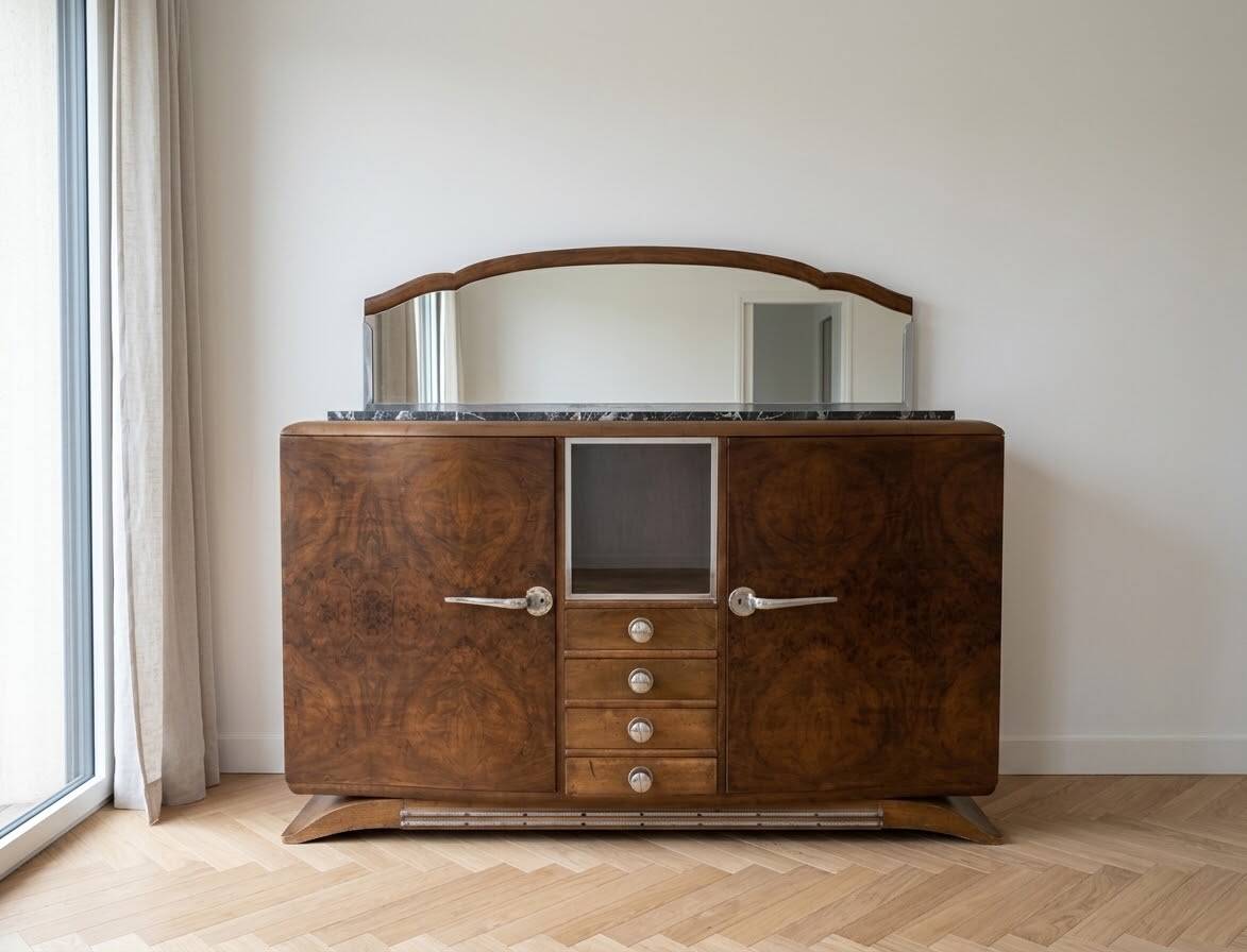 Buffet Art Déco bois et marbre