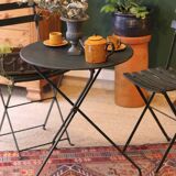 Vintage dark green metal bistro set