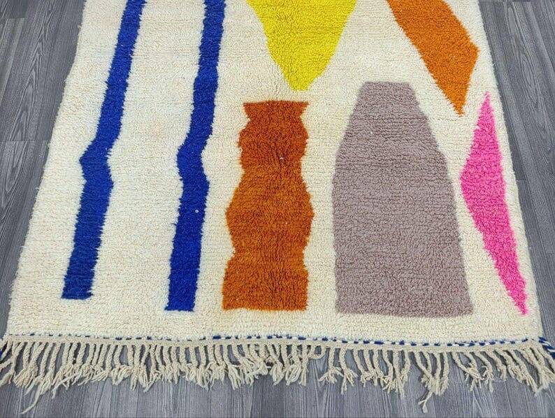 Large colourful Berber rug handwoven 200x300 cm