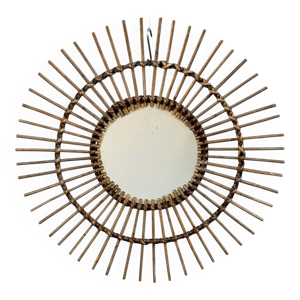Miroir soleil en Rotin