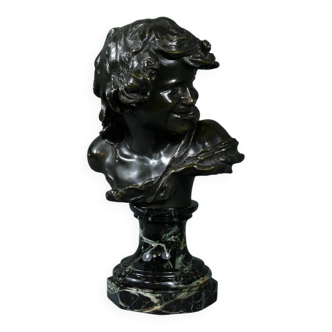 Bronze « Enfant Rieur », signé A.Injalbert – Fin XIXe
