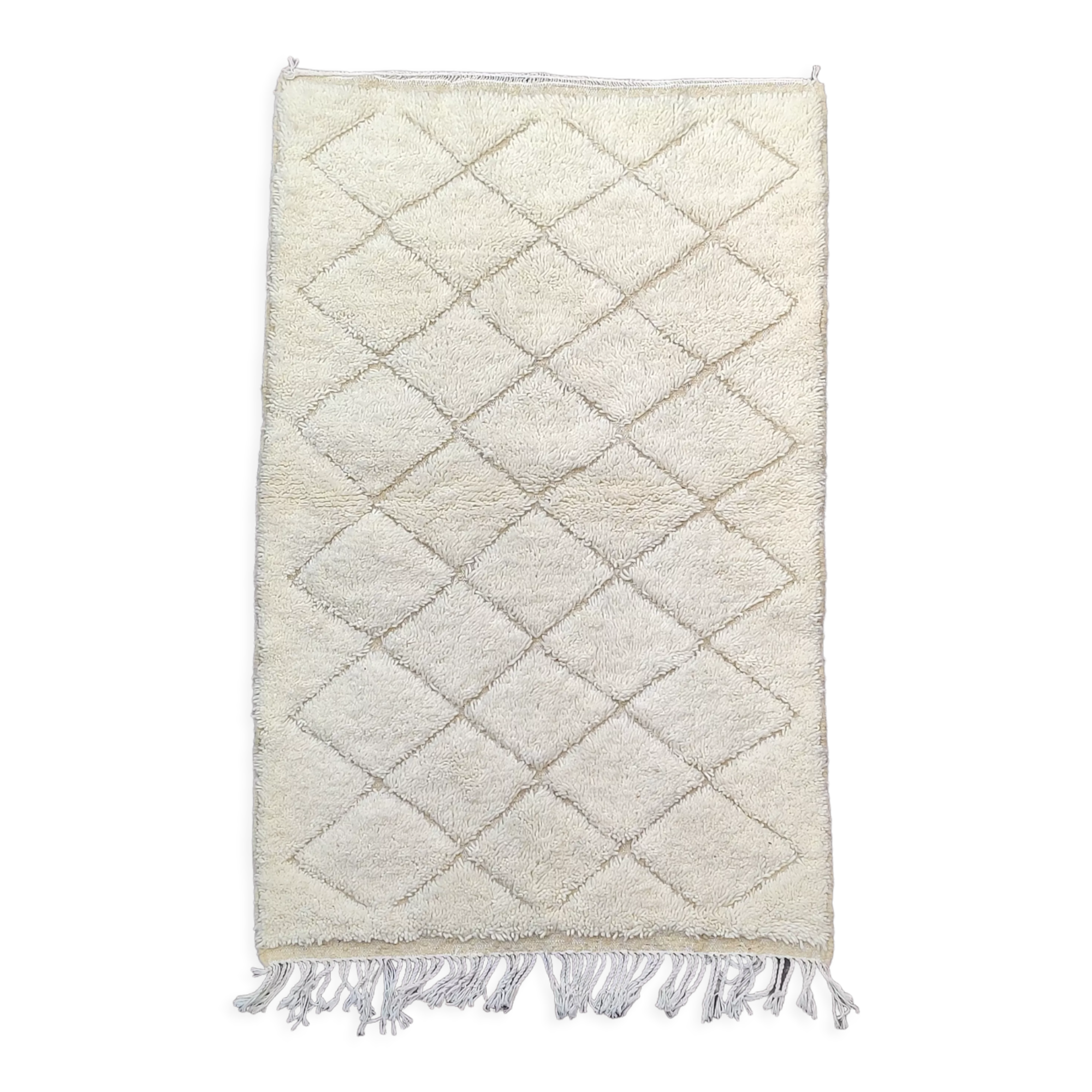 Berber carpet in white wool 105x170 cm